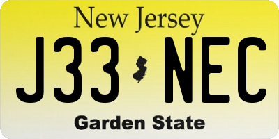 NJ license plate J33NEC