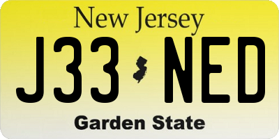NJ license plate J33NED