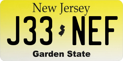 NJ license plate J33NEF