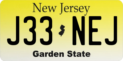 NJ license plate J33NEJ