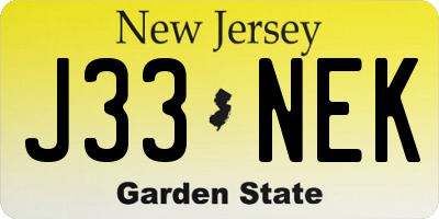 NJ license plate J33NEK