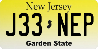NJ license plate J33NEP