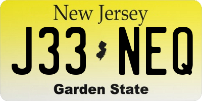 NJ license plate J33NEQ