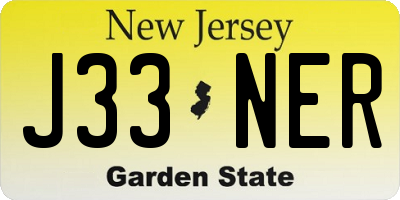 NJ license plate J33NER
