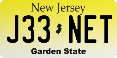 NJ license plate J33NET