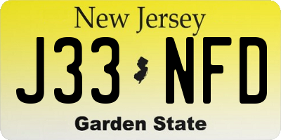 NJ license plate J33NFD