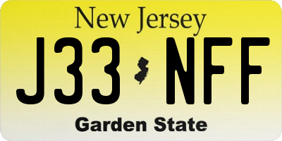 NJ license plate J33NFF