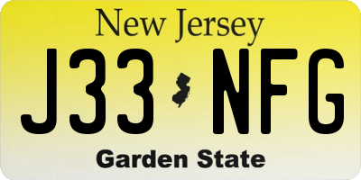 NJ license plate J33NFG