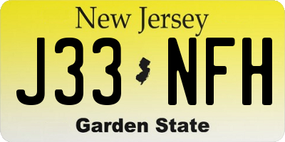 NJ license plate J33NFH