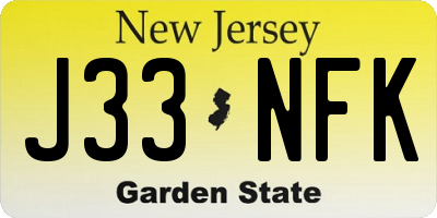 NJ license plate J33NFK