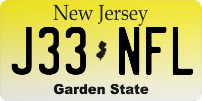 NJ license plate J33NFL