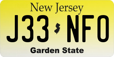 NJ license plate J33NFO