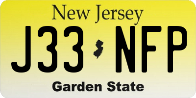 NJ license plate J33NFP