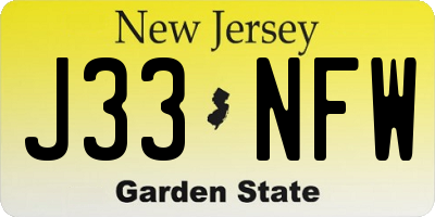 NJ license plate J33NFW