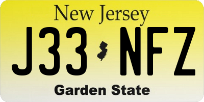 NJ license plate J33NFZ