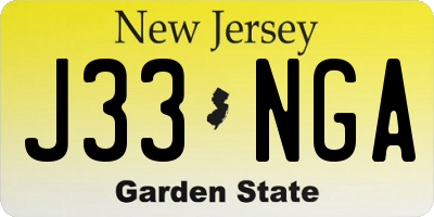 NJ license plate J33NGA
