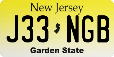 NJ license plate J33NGB