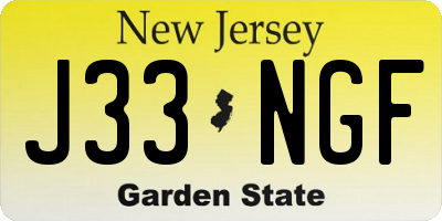 NJ license plate J33NGF