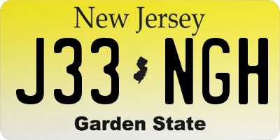 NJ license plate J33NGH