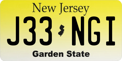 NJ license plate J33NGI