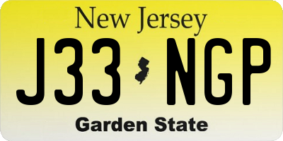 NJ license plate J33NGP