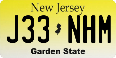 NJ license plate J33NHM