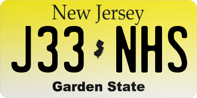 NJ license plate J33NHS