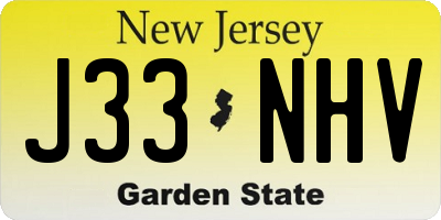 NJ license plate J33NHV