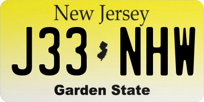 NJ license plate J33NHW