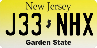 NJ license plate J33NHX