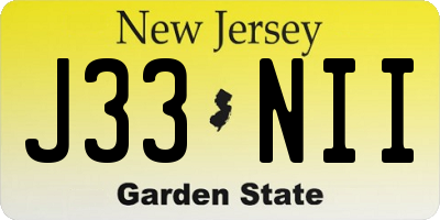 NJ license plate J33NII