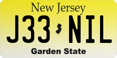 NJ license plate J33NIL