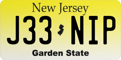NJ license plate J33NIP