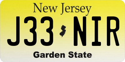 NJ license plate J33NIR