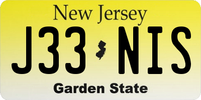 NJ license plate J33NIS