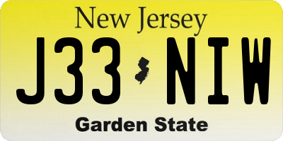 NJ license plate J33NIW