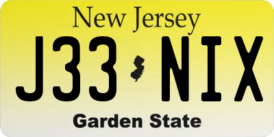 NJ license plate J33NIX