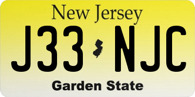 NJ license plate J33NJC