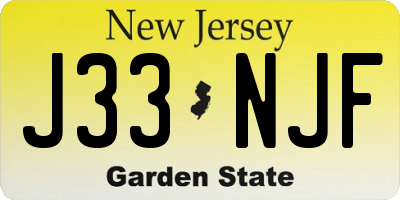 NJ license plate J33NJF