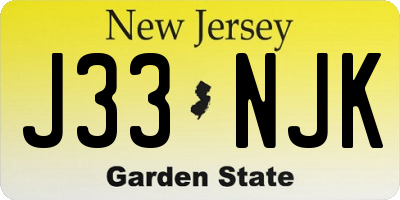 NJ license plate J33NJK