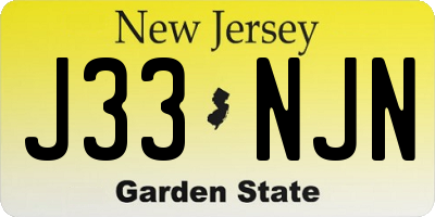 NJ license plate J33NJN