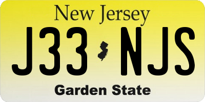 NJ license plate J33NJS