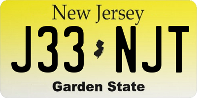 NJ license plate J33NJT