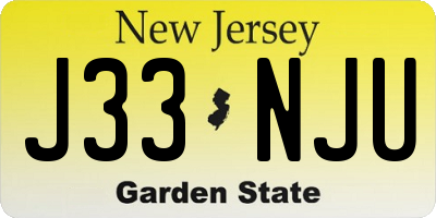 NJ license plate J33NJU