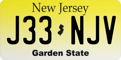 NJ license plate J33NJV