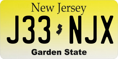 NJ license plate J33NJX