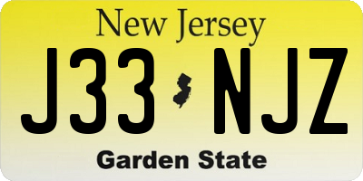 NJ license plate J33NJZ