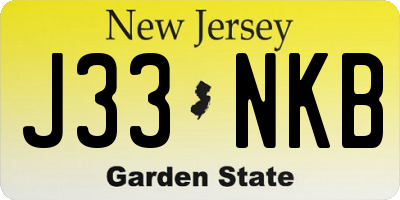 NJ license plate J33NKB