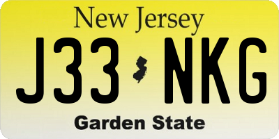 NJ license plate J33NKG