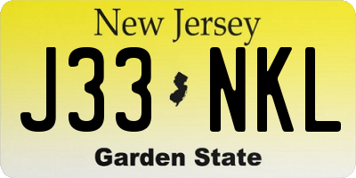 NJ license plate J33NKL